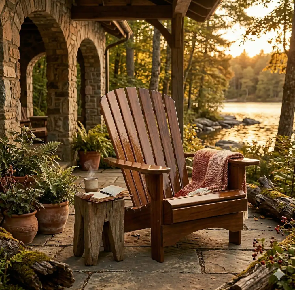Lifestyle Szene mit Adirondack Chair am Fluß
