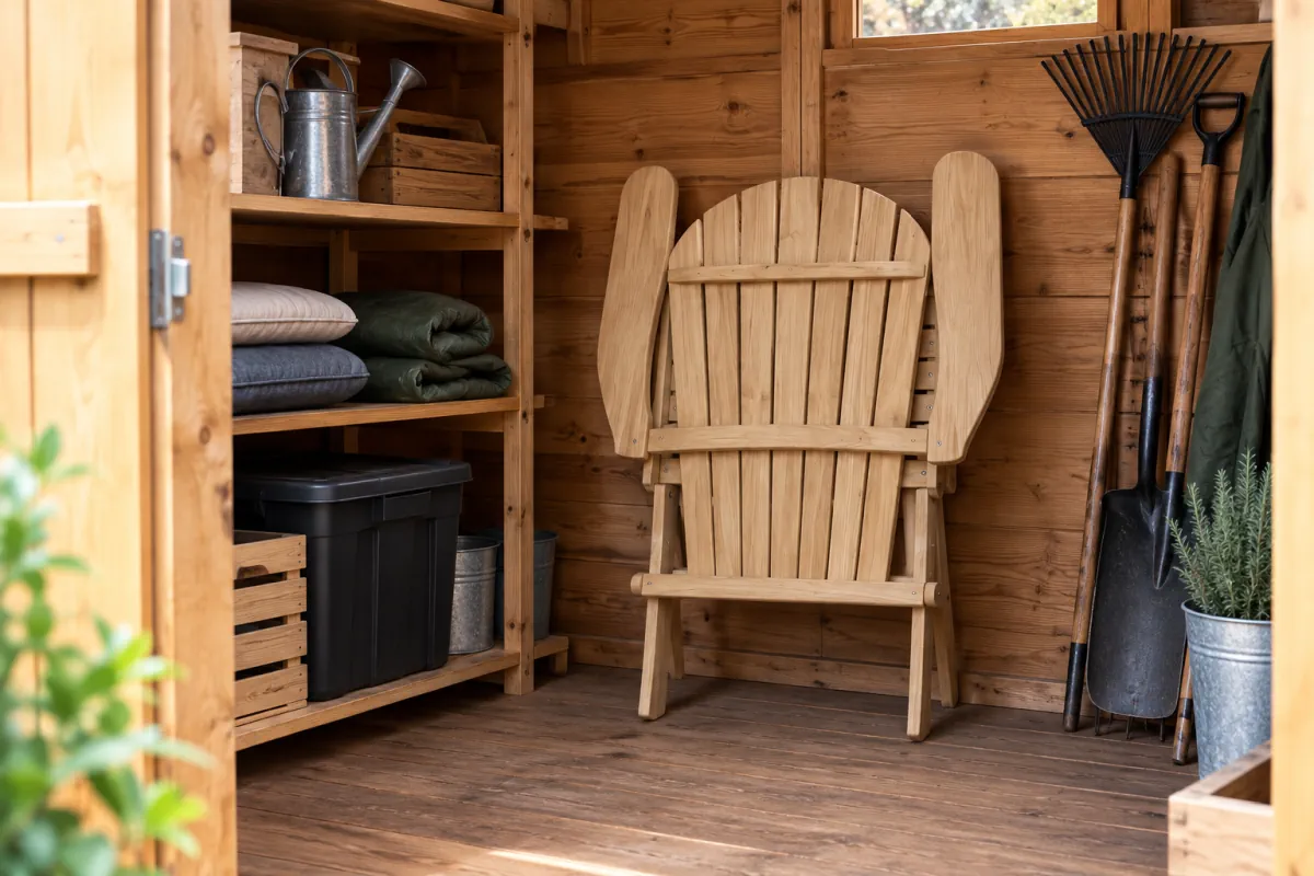 Adirondack Chairs aus Holz trocken und geschützt überwintern