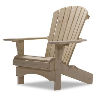 Natur Deckstuhl Relaxstuhl mit breiter Armlehne & hoher Rückenlehne Gartenmöbel Gartensessel Belastbarkeit von 160 kg DREAMADE Adirondack Gartenstuhl aus Massivholz 