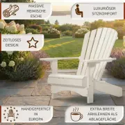 Frontalansicht des wei&szlig;en Adirondack Chairs Comfort de luxe aus massiver Esche mit breiter R&uuml;ckenlehne